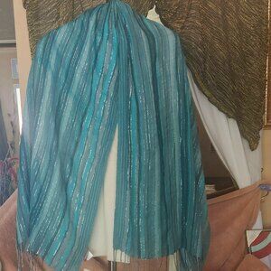K13  Tanjay New B'ful sparkly multi blue coloured scarf, wrap etc  70" x 12